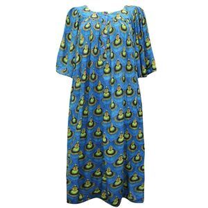 GO SOFTLY Patio Dress Small Peacock Rayon Pockets Flutter Sleeve Muumuu House